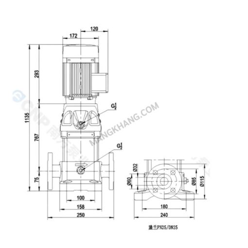 ปั๊มน้ำแนวตั้ง 1.5 แรง Multistage 380V CNP รุ่น CDM1-30 (380V) - Image 2