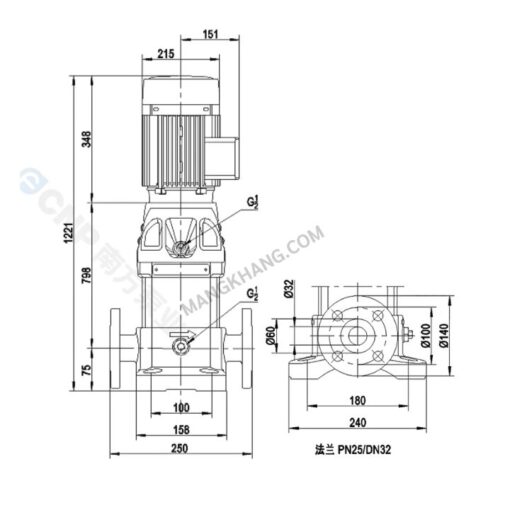 ปั๊มแนวตั้ง 4kW Multistage 380V CNP รุ่น CDM5-23 (380V) - Image 2