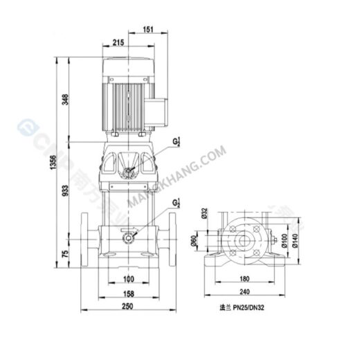 ปั๊มน้ำแนวตั้ง 4 kW Multistage 380V CNP รุ่น CDM5-28 (380V) - Image 2