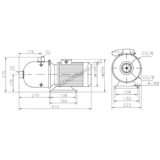 ปั๊มน้ำมัลติสเตจ 4 แรง แนวนอน 380V CNP รุ่น CHL12-50 (380V) - Image 2
