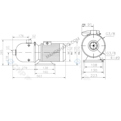 ปั๊มน้ำ Multistage 3.2 แรง แนวนอน 380V CNP รุ่น CHL12-40 - Image 2