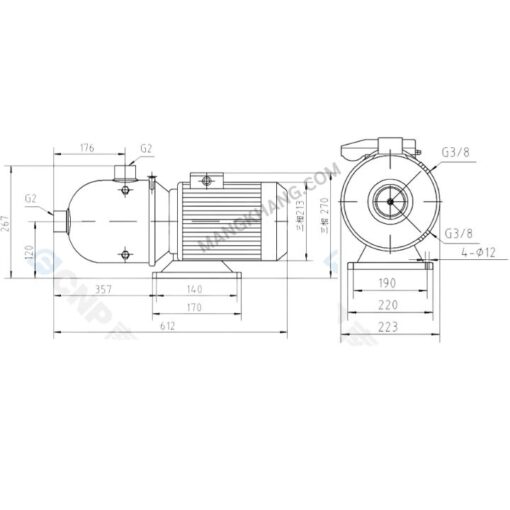ปั๊มน้ำ Multistage 5.5 แรง แนวนอน 380V CNP รุ่น CHL20-30 (380V) - Image 2
