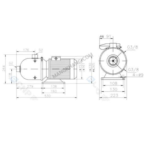 ปั๊มน้ำ 1.5 แรง Multistage แนวนอน 220V CNP รุ่น CHL8-30(220V) - Image 2