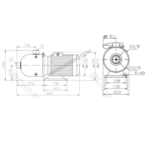 ปั๊มน้ำ 2 แรง Multistage แนวนอน 220V CNP รุ่น CHL8-40 (220V) - Image 2