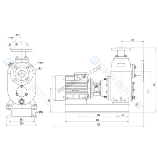 ปั๊มบําบัดน้ำเสีย 2.2kW ชนิดล่อน้ำในตัว 380V CNP รุ่น 50ZWF10-20 (380V) - Image 2