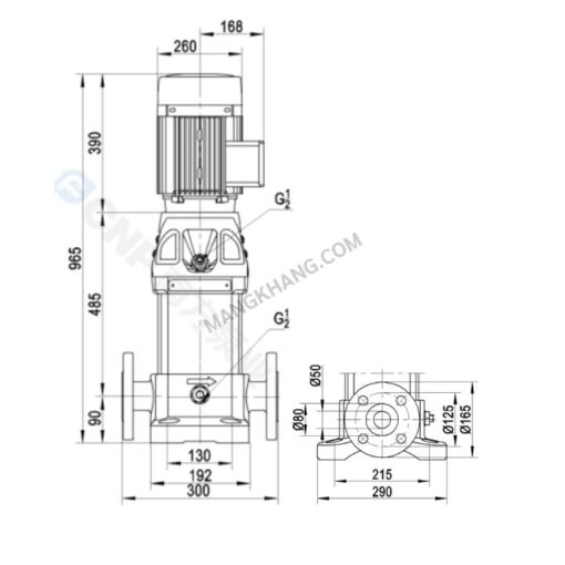 ปั๊มน้ำแนวตั้ง 5.5kW Multistage 380V CNP รุ่น CDM20-4 (380V) - Image 2