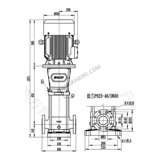 ปั๊มมัลติสเตจ 11 kW แนวตั้ง 380V CNP รุ่น CDM42-3-2 - Image 2