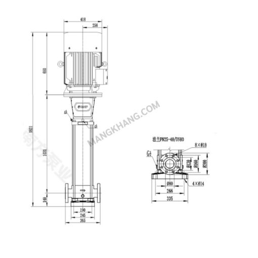 ปั๊ม Multistage 30 kW แนวตั้ง 380V CNP รุ่น CDM42-8-2 (380V) - Image 2