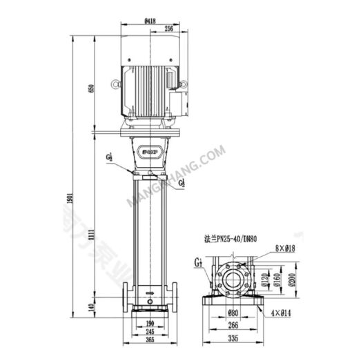 ปั๊มมัลติสเตจ 40.2 แรง แนวตั้ง 380V CNP รุ่น CDM42-9-2 (380V) - Image 2