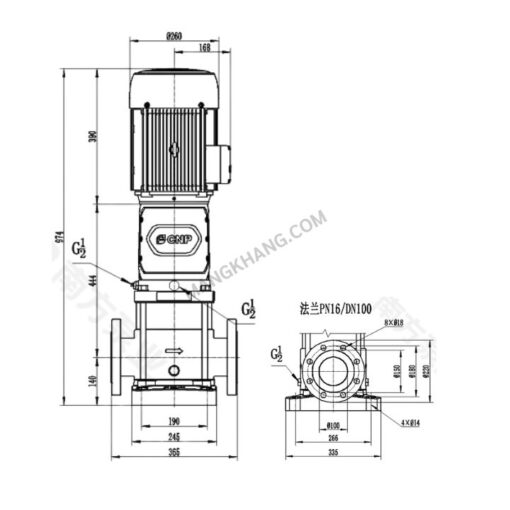 ปั๊มน้ำ 5.5kW Vertical Multistage 380V CNP รุ่น CDM65-1 (380V) - Image 2