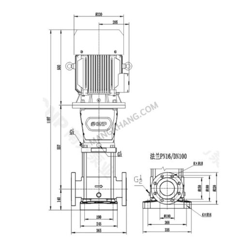 ปั๊มน้ำ Multistage 11kW แนวตั้ง 380V CNP รุ่น CDM65-2-1 (380V) - Image 2