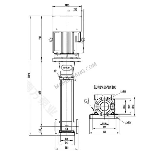 ปั๊มน้ำ Multistage 45kW แนวตั้ง 380V CNP รุ่น CDM65-8-2 (380V) - Image 2