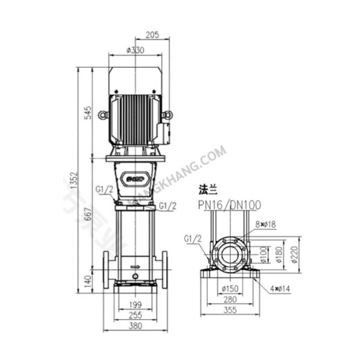 ปั๊มมัลติสเตจ 18.5kW แนวตั้ง 380V CNP รุ่น CDM85-3-2 (380V) - Image 2