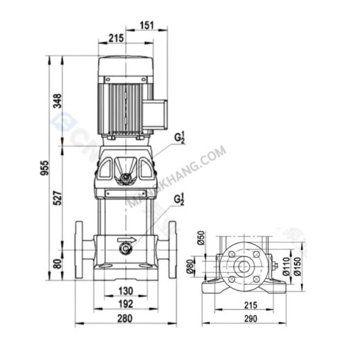 ปั๊มมัลติสเตจ 4kW แนวตั้ง 380V CNP รุ่น CDMF10-10 (380V) - Image 2