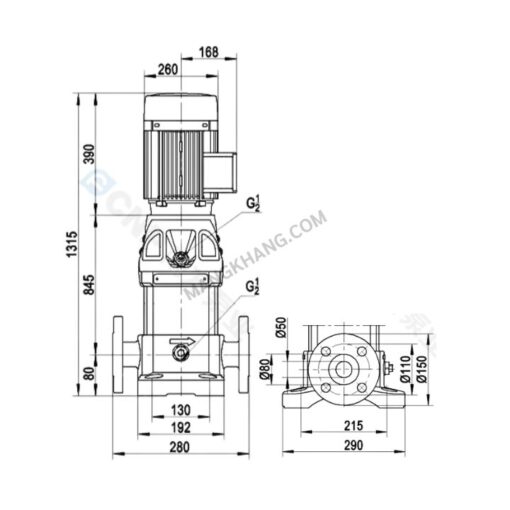 ปั๊มน้ำ Multistage 7.5kW แนวตั้ง 380V CNP รุ่น CDMF10-18 (380V) - Image 2