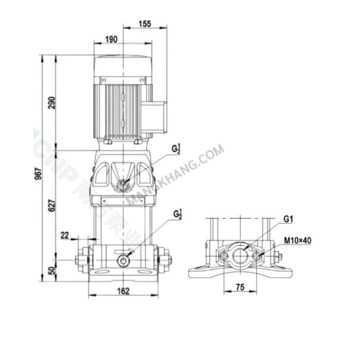ปั๊มน้ำ 3 แรง Vertical Multistage 380V CNP รุ่น CDMF3-23 (380V) - Image 2
