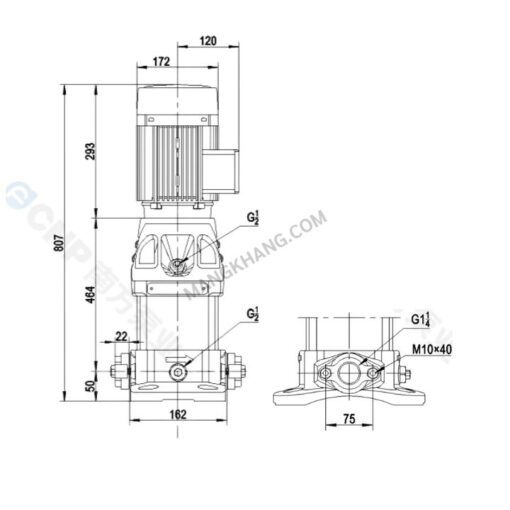 ปั๊มมัลติสเตจ 2 แรง แนวตั้ง 380V CNP รุ่น CDMF5-11 (380V) - Image 2