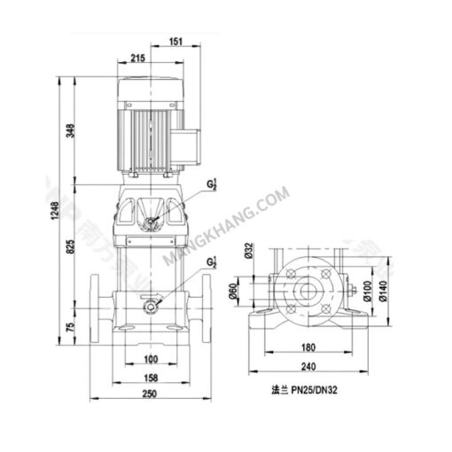 ปั๊ม Multistage 4kW แนวตั้ง 380V CNP รุ่น CDMF5-24 (380V) - Image 2