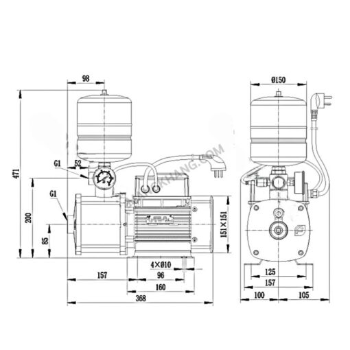ปั๊มน้ำอินเวอร์เตอร์ 1 แรง แบบควบคุมแรงดัน แนวนอน CNP รุ่น CHME3-4 (220V) - Image 2