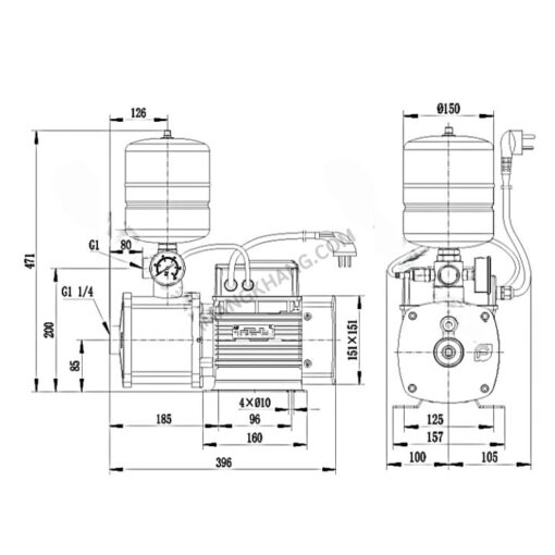 ปั๊มน้ำแนวนอน 1 แรง แบบควบคุมแรงดัน CNP รุ่น CHME5-3 (220V) - Image 2