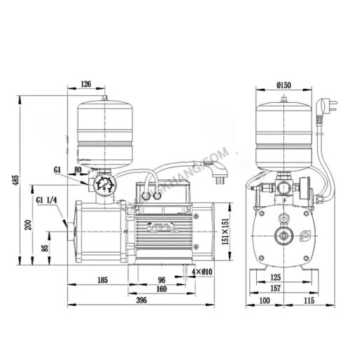 ปั๊มน้ำควบคุมแรงดัน 1.1kW แนวนอน CNP รุ่น CHME5-4 (220V) - Image 2