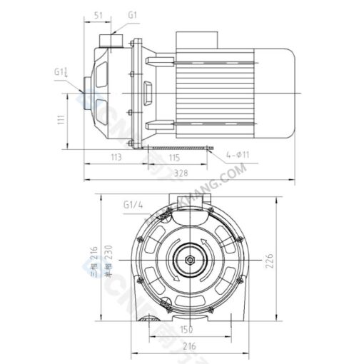 ปั๊มหอยโข่งสแตนเลส 550 วัตต์ 220V CNP รุ่น MS100/0.55 (220V) - Image 2