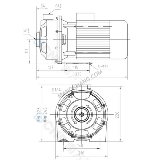 ปั๊มน้ำหอยโข่ง 1.5 แรง แบบสแตนเลส 380V CNP รุ่น MS250/1.1 (380V) - Image 2