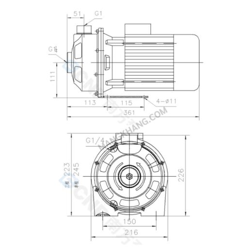 ปั๊มหอยโข่ง 1 แรง แบบสแตนเลส 380V CNP รุ่น MS60/0.75 (380V) - Image 2