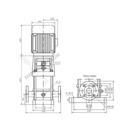 ปั้มมัลติสเตจ 7.5kW แนวตั้ง CNP รุ่น CDL12-12 (380V) - Image 2