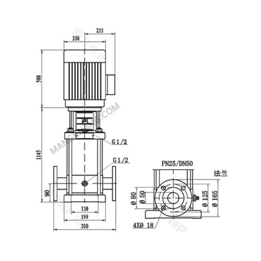 ปั๊ม Vertical Multistage 15kW CNP รุ่น CDL15-16 (380V) - Image 2