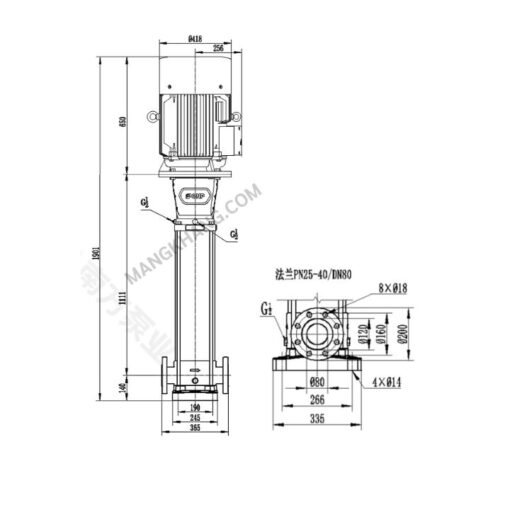 ปั๊ม Multistage 37kW แนวตั้ง 380V CNP รุ่น CDM42-9 (380V) - Image 2