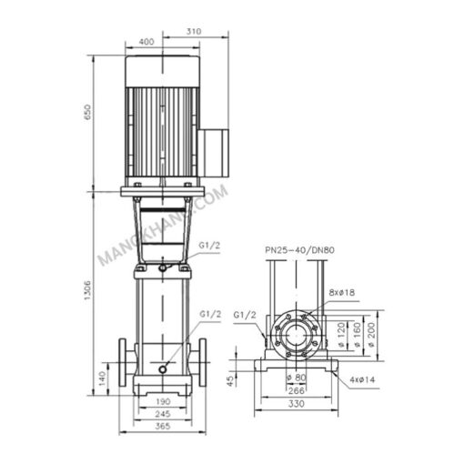 ปั๊มน้ำ Multistage 37kW แนวตั้ง CNP รุ่น CDL42-90 (380V) - Image 2