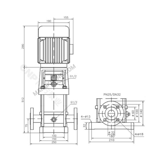 ปั๊ม Vertical Multistage 2.2kW CNP รุ่น CDL4-10 (380V) - Image 2