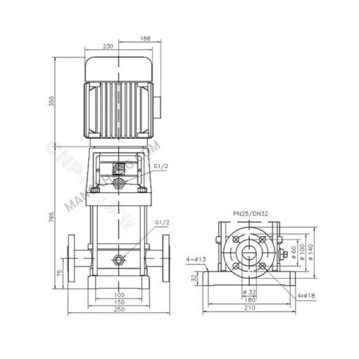 ปั๊ม Vertical Multistage 4kW CNP รุ่น CDL4-19 (380V) - Image 2