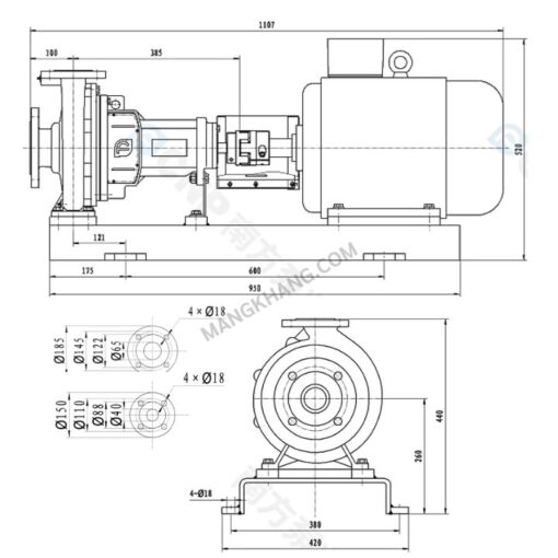 ปั้มน้ำหอยโข่ง 20 แรง แบบเหล็กหล่อ 380V CNP รุ่น NISO65-40-200/15 (380V) - Image 2