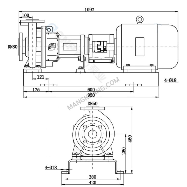 ปั้มน้ำหอยโข่ง 15kW แบบเหล็กหล่อ 380V CNP รุ่น NISO80-50-200/15 (380V) - Image 2