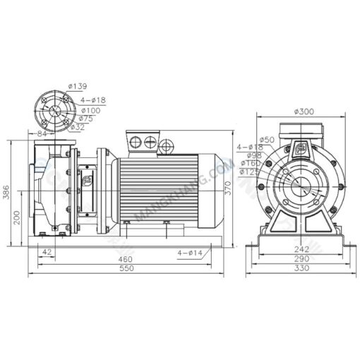 ปั๊มน้ำหอยโข่งสแตนเลส 3kW 380V CNP รุ่น ZS50-32-200/3 (380V) - Image 2