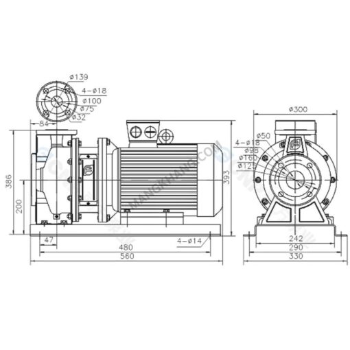 ปั๊มน้ำหอยโข่ง 4kW แบบสแตนเลส 380V CNP รุ่น ZS50-32-200/4.0 (380V) - Image 2