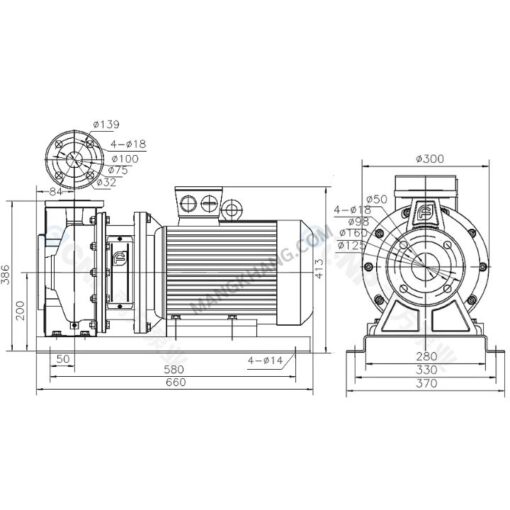 ปั๊มหอยโข่งสแตนเลส 5.5kW 380V CNP รุ่น ZS50-32-200/5.5 (380V) - Image 2