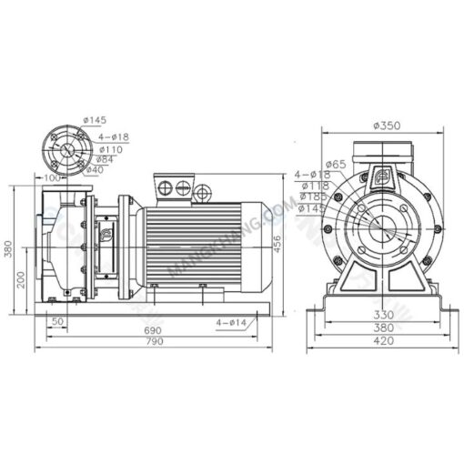 ปั๊มหอยโข่ง 11kW แบบสแตนเลส 380V CNP รุ่น ZS65-40-200/11 (380V) - Image 2
