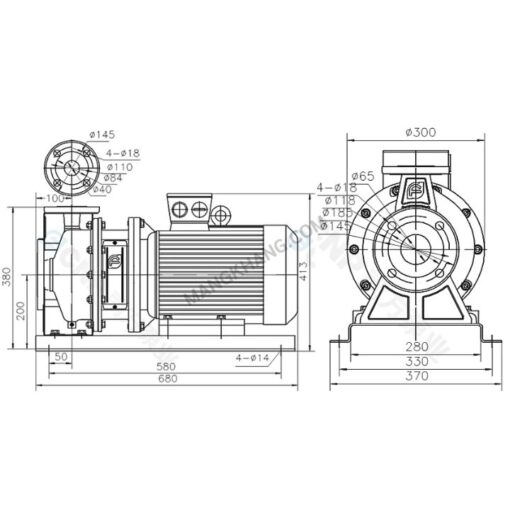 ปั๊มหอยโข่งสแตนเลส 5.5kW 380V CNP รุ่น ZS65-40-200/5.5 (380V) - Image 2