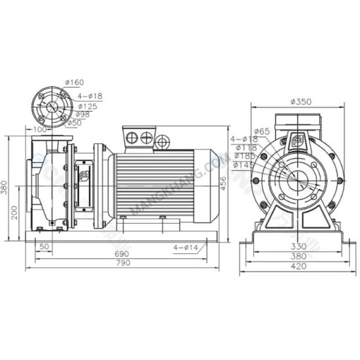 ปั๊มน้ำหอยโข่งสแตนเลส 11kW 380V CNP รุ่น ZS65-50-200/11 (380V) - Image 2