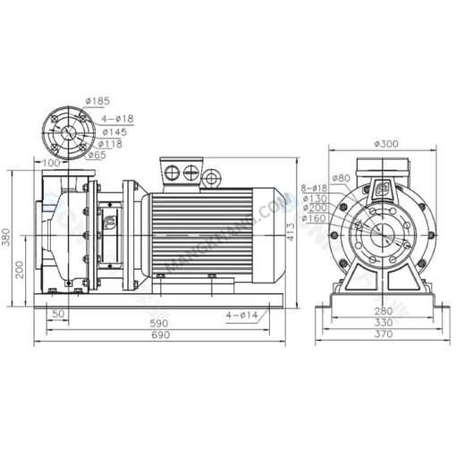 ปั๊มหอยโข่ง 10 แรง แบบสแตนเลส 380V CNP รุ่น ZS80-65-125/7.5 (380V) - Image 2