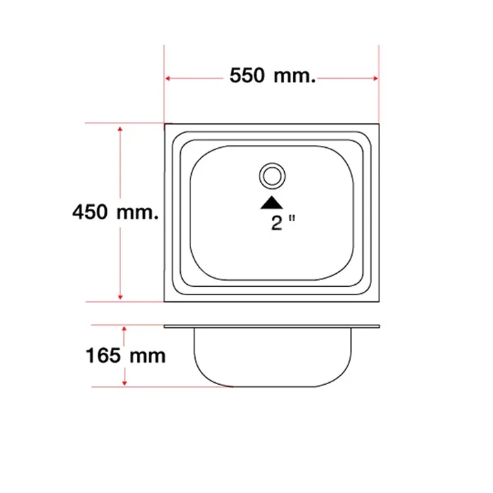 ซิงค์ล้างจาน 1 หลุม ขนาด 450x550x168 ADVANCED รุ่น SKS055MA - Image 2